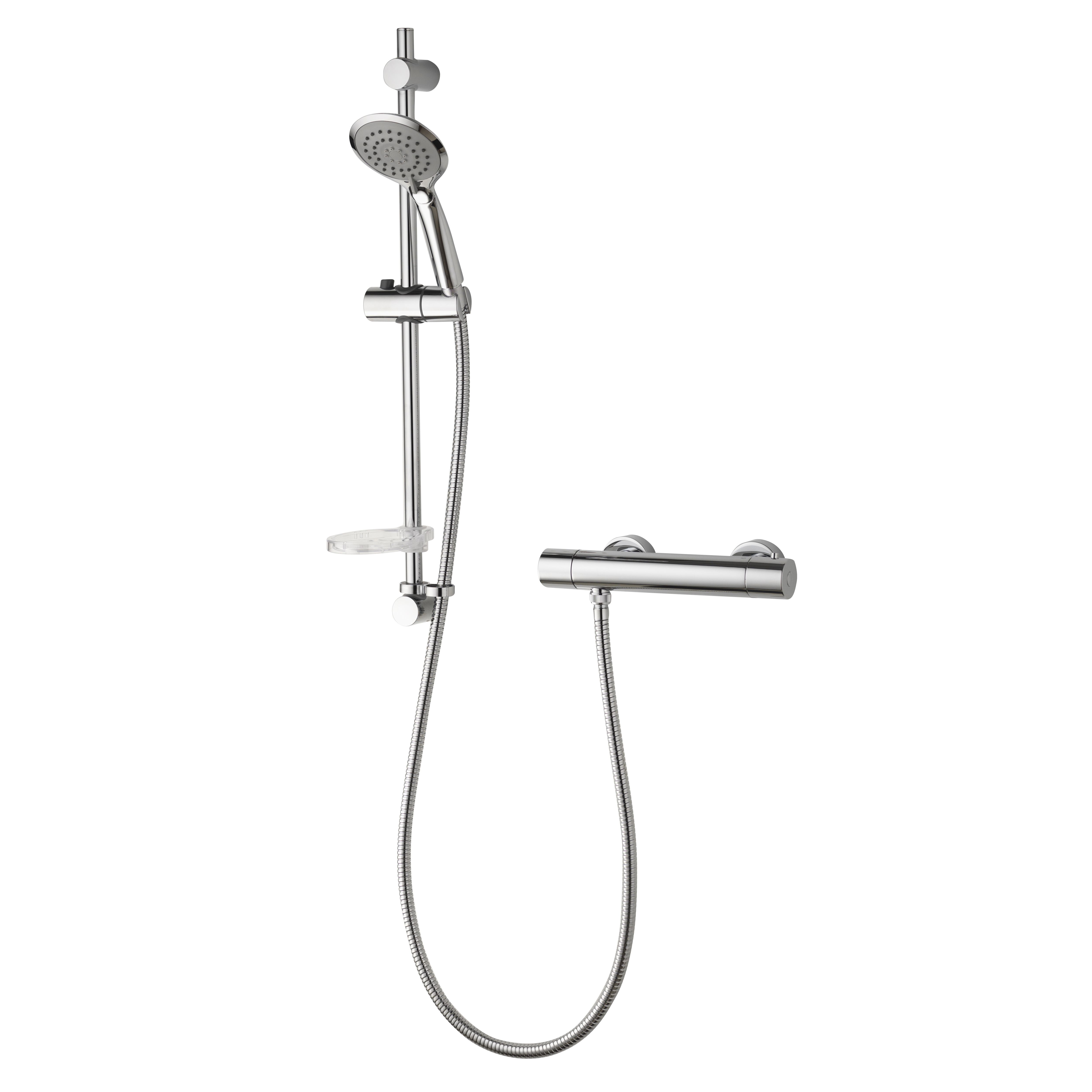 Aqualisa Sierra Gloss Chrome effect Rear fed Thermostatic Mixer Shower