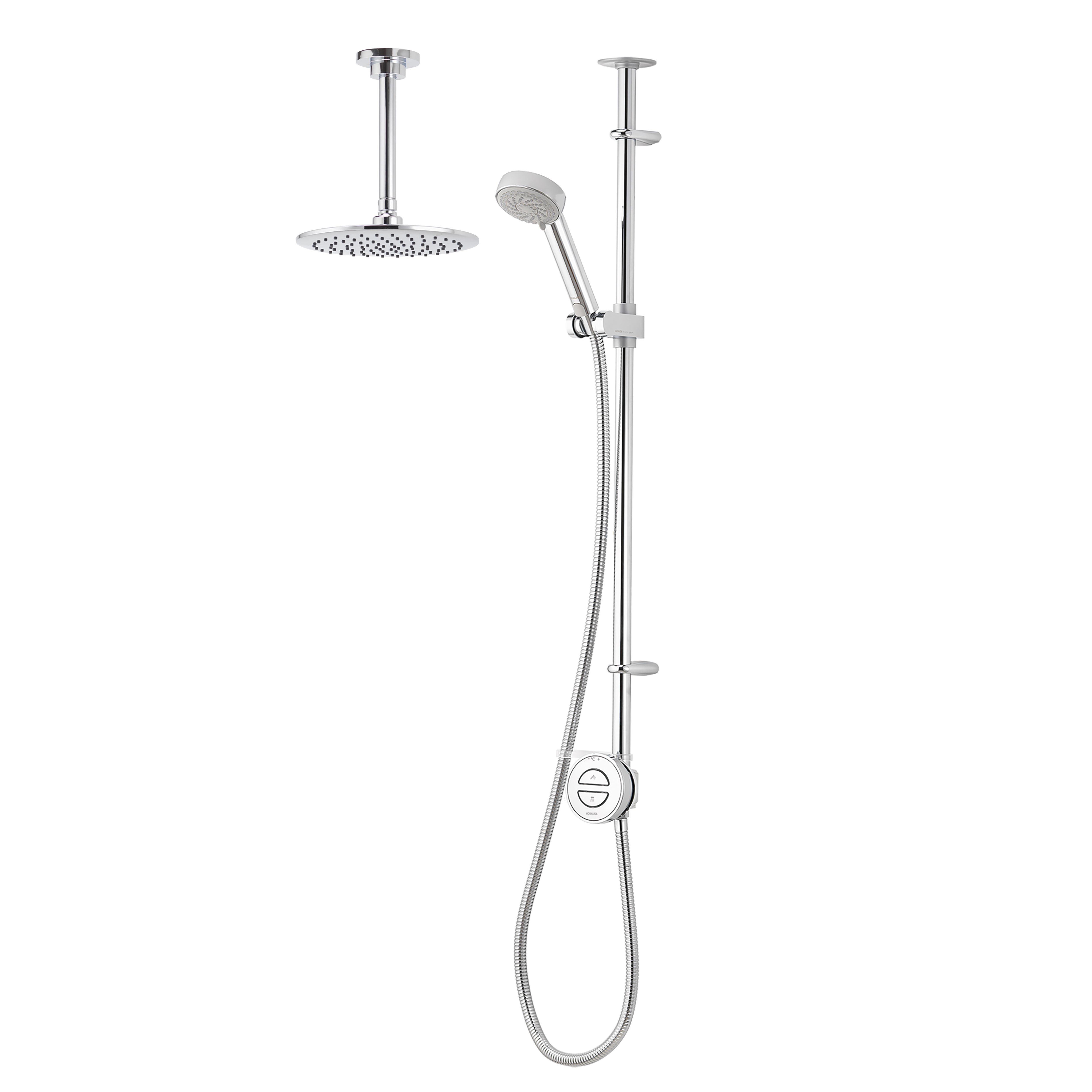 Aqualisa Smart Link Exposed valve Gravity-pumped Ceiling fed Fixed head Smart Digital 4-spray pattern Shower Adjustable & Fixed Shower head