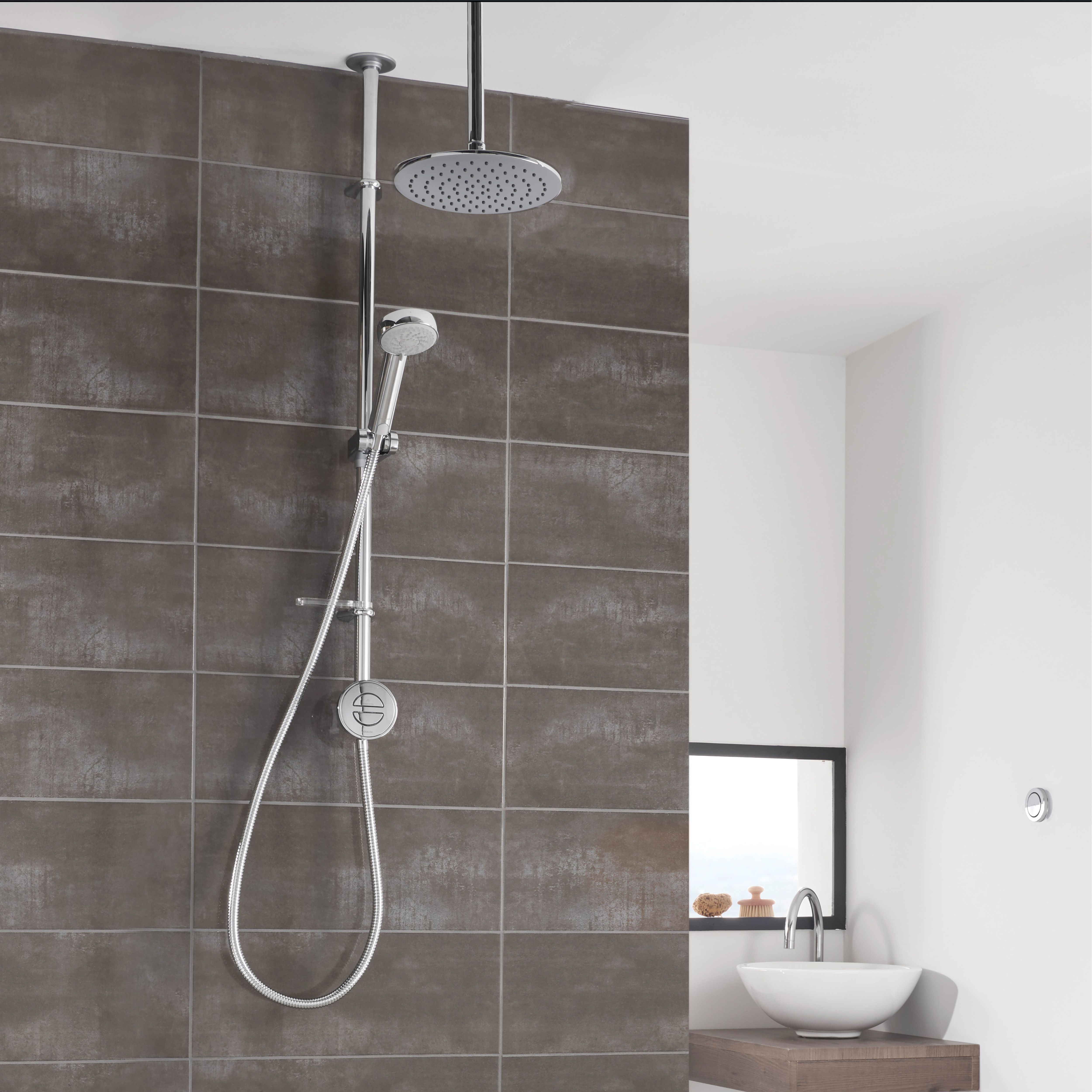 Aqualisa Smart Link Exposed valve Gravity-pumped Ceiling fed Smart Digital Shower with Adjustable & Fixed Shower head