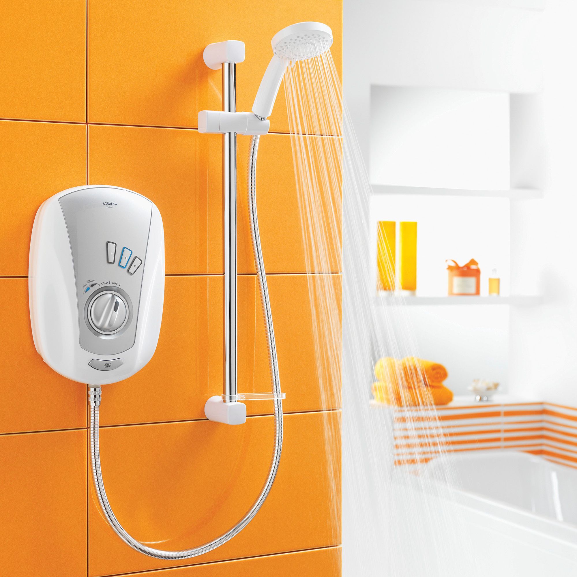Aqualisa Vitalise Electric White Chrome effect Electric Shower, 8.5kW