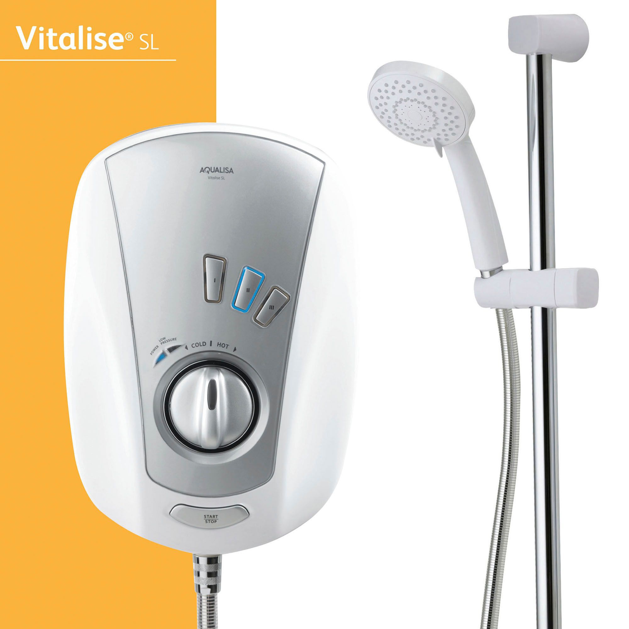 Aqualisa Vitalise Electric White Chrome effect Electric Shower, 8.5kW