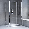 Aqualux Edge 6 Clear glass Silver effect Rectangular Shower enclosure - Sliding door (W)120cm (D)8cm