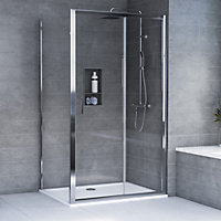 Aqualux Edge 6 Clear Silver effect Rectangular Shower enclosure - Sliding door (W)120cm (D)90cm