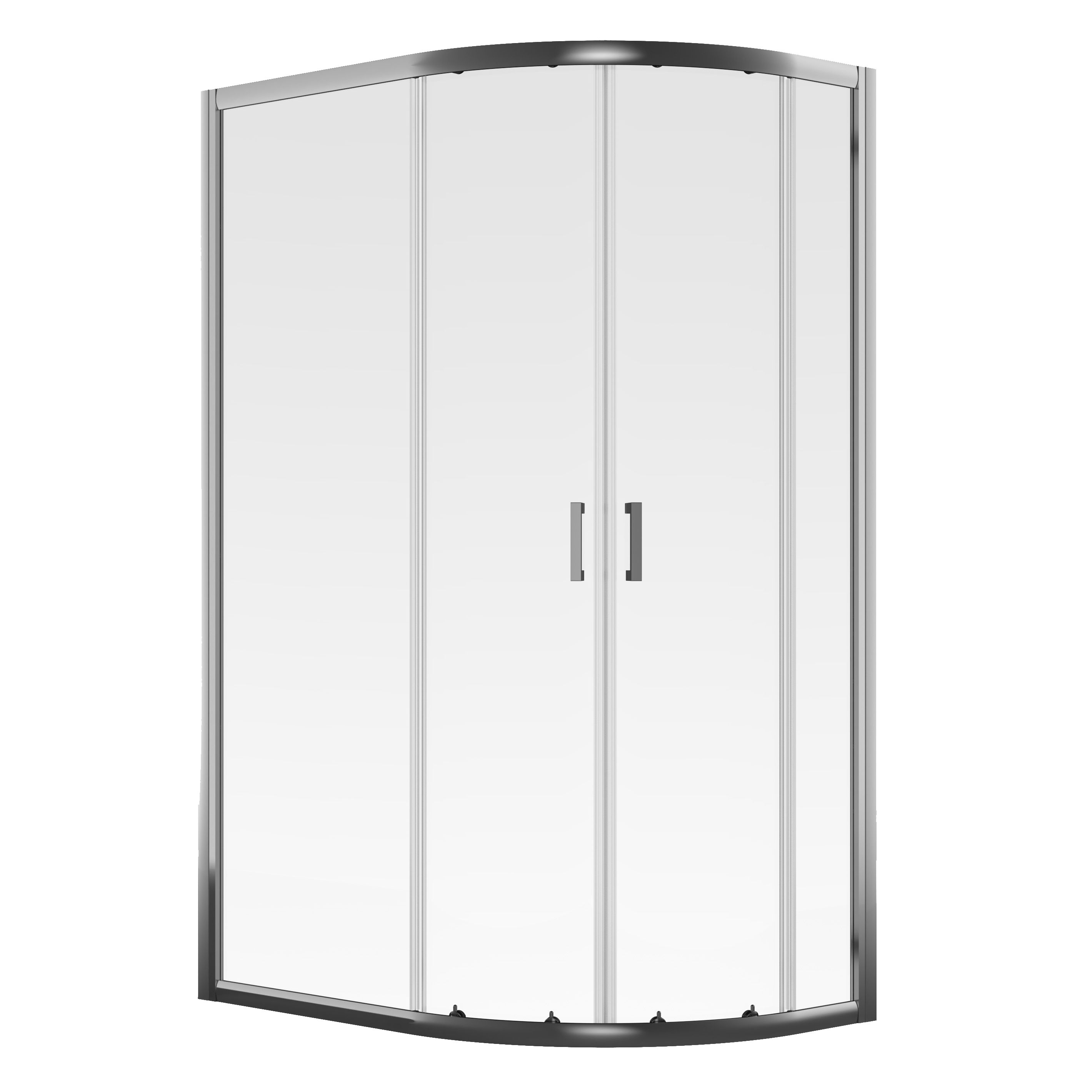 Aqualux Edge 6 Quad Clear glass Silver effect Offset quadrant Shower enclosure - Double sliding doors (W)80cm (D)120cm