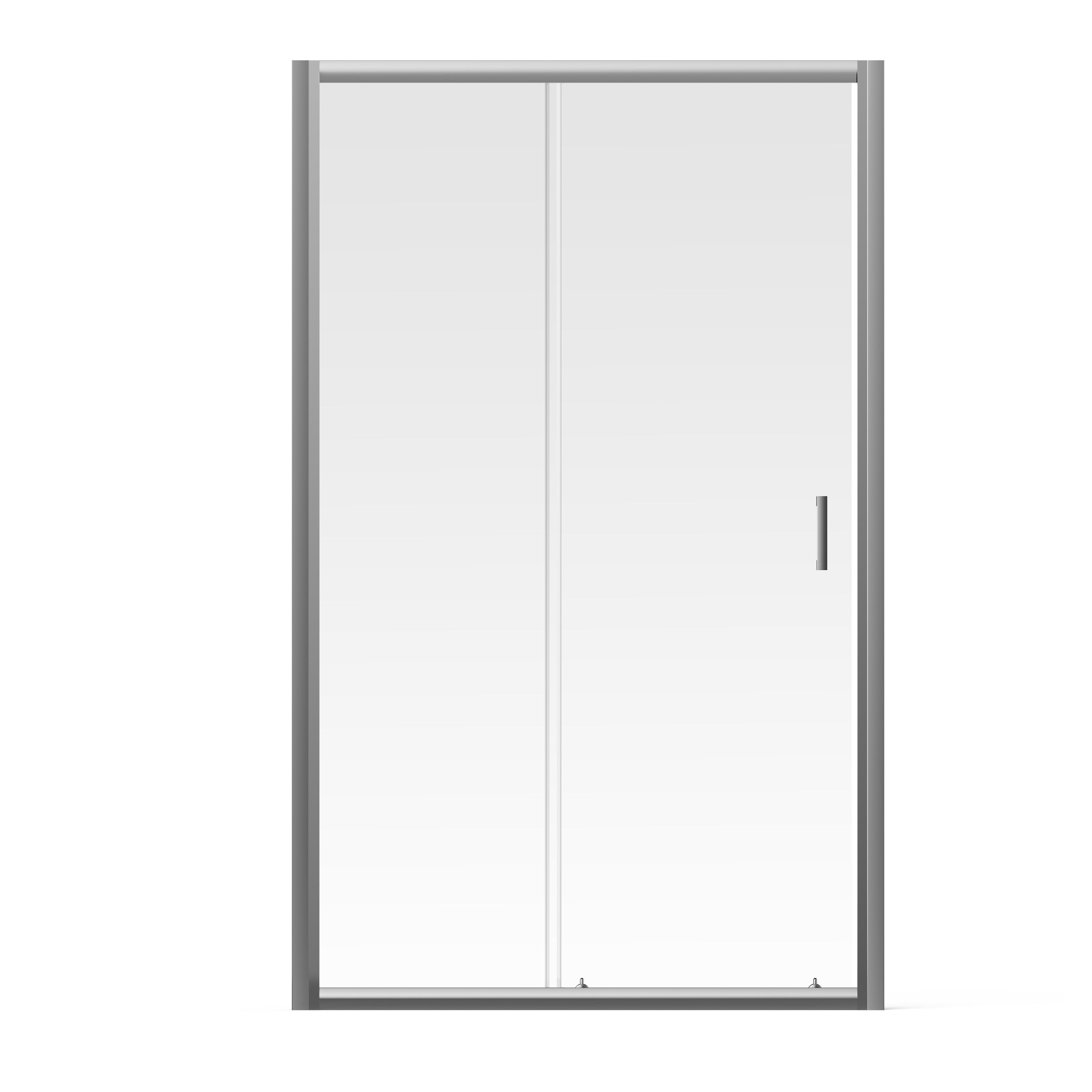 Aqualux Edge 6 Silver effect Clear Left or right Rectangular Enclosure & tray - Sliding door (H)193.5cm (W)120cm (D)90cm