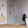 Aqualux Edge 8 Semi-framed Silver effect Clear glass Sliding Shower Door with 76cm side panel (H)203.5cm (W)120cm