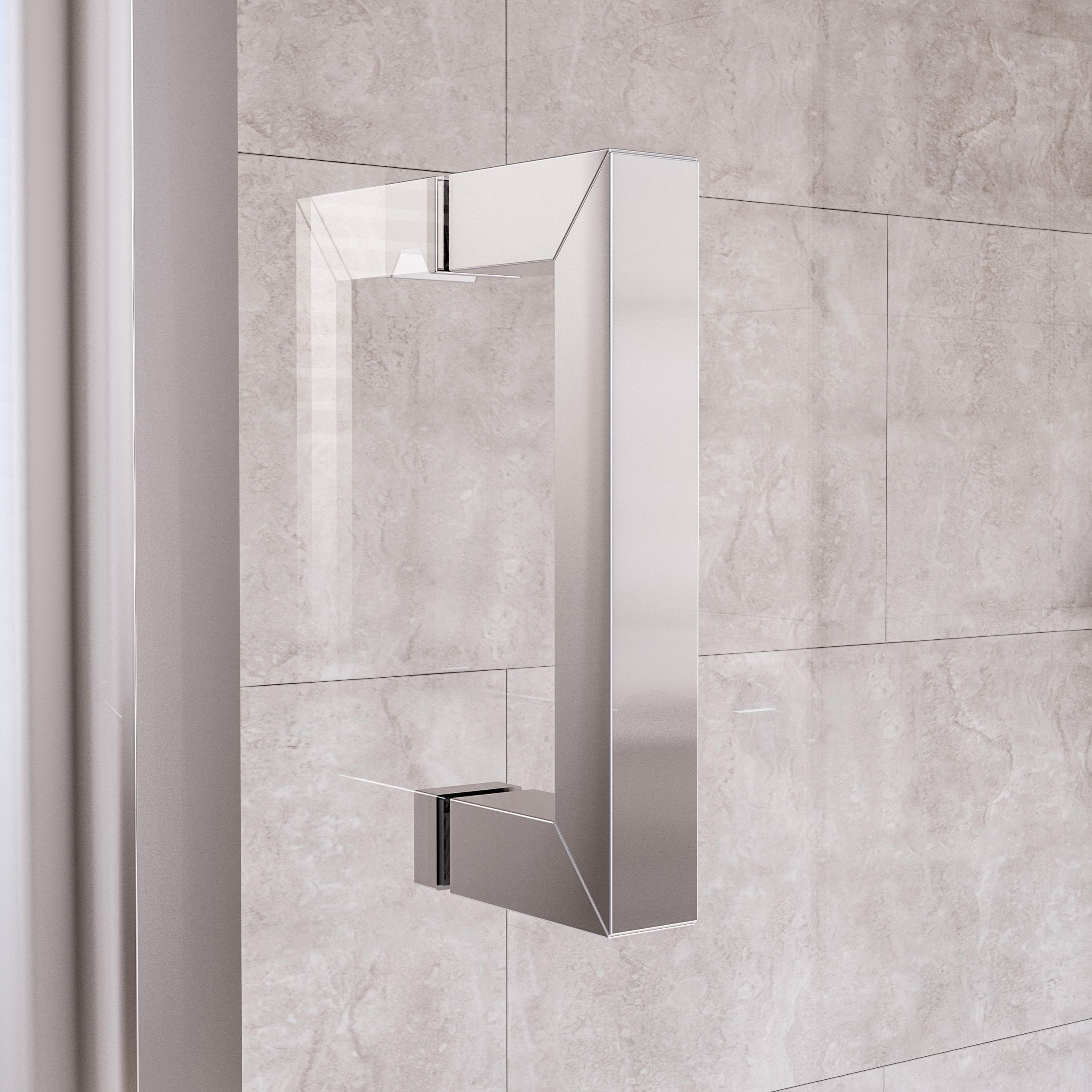 Aqualux Edge 8 Semi-framed Silver effect Clear glass Sliding Shower Door with 80cm side panel (H)203.5cm (W)120cm