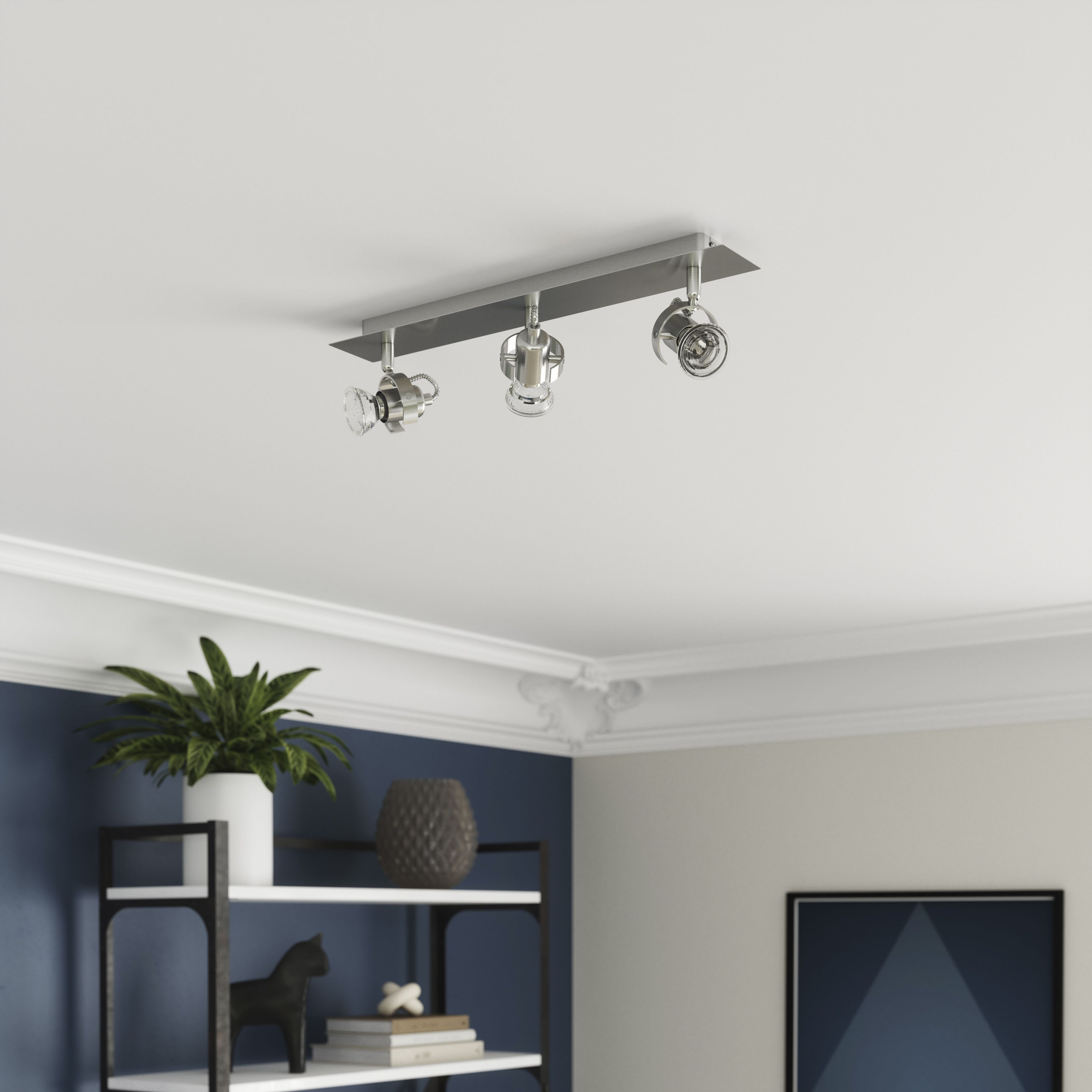 Arachne Bar Satin Silver Chrome effect 3 Light Spotlight