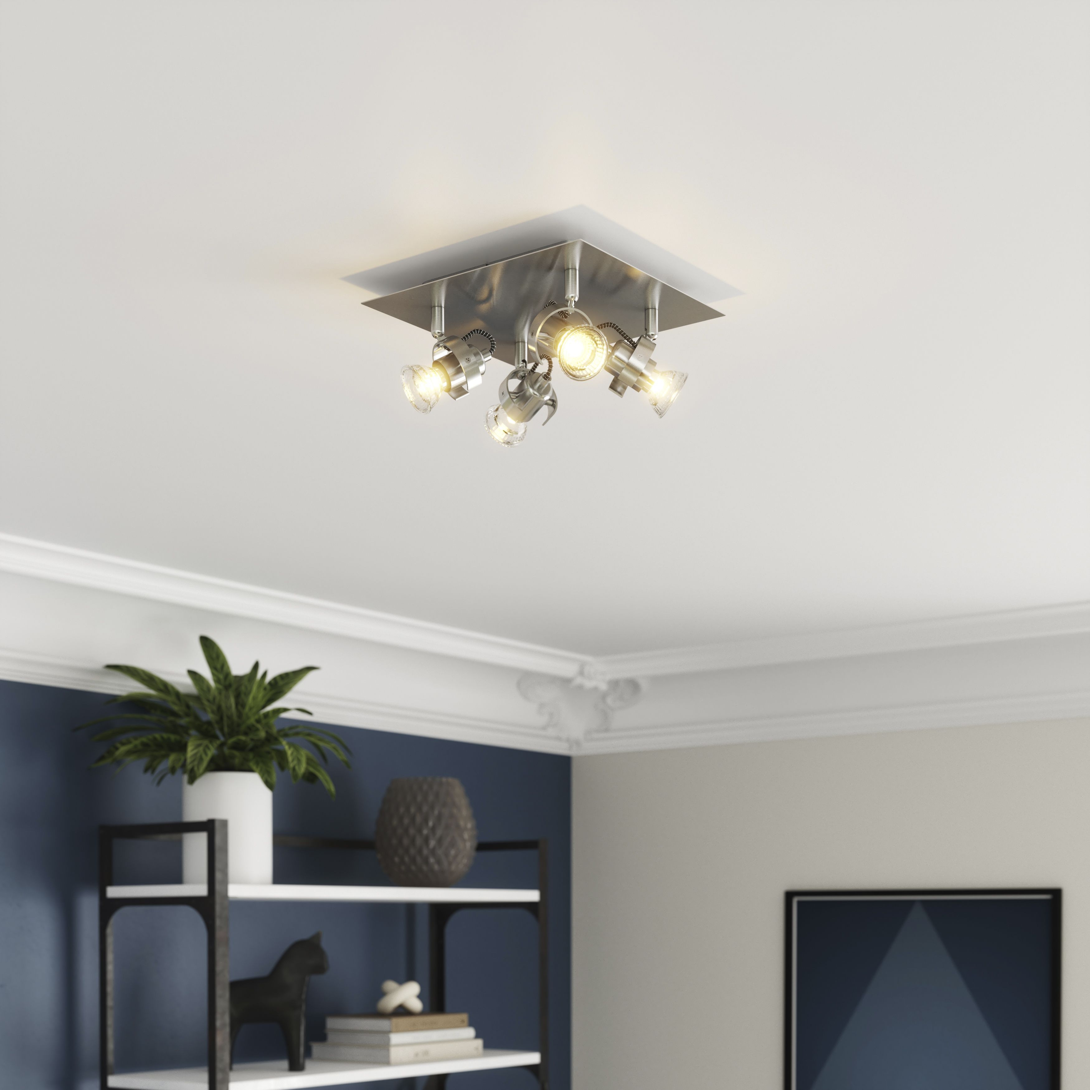 Arachne Plate Satin Silver Chrome effect 4 Light Spotlight