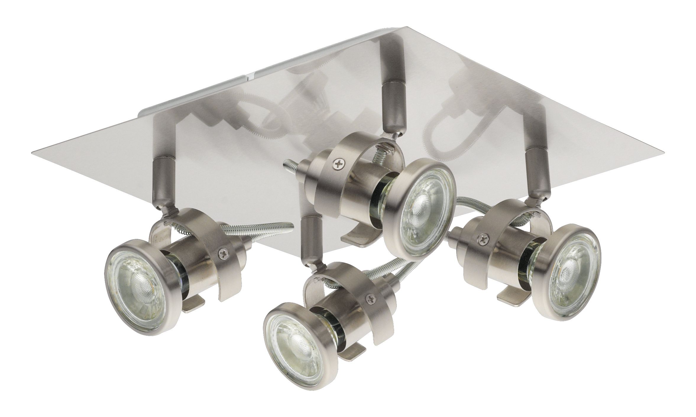 Arachne Plate Satin Silver Chrome effect 4 Light Spotlight