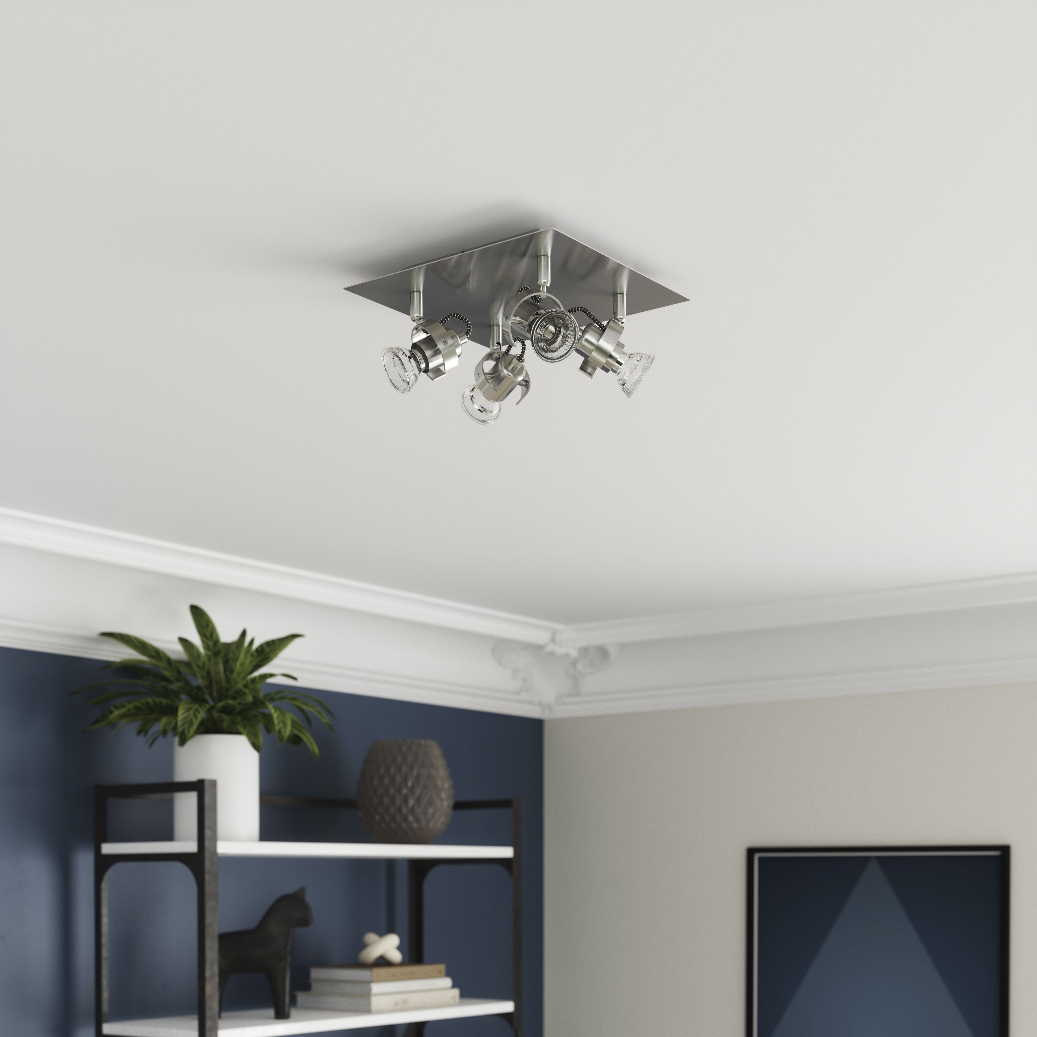 Arachne Plate Satin Silver Chrome effect 4 Light Spotlight