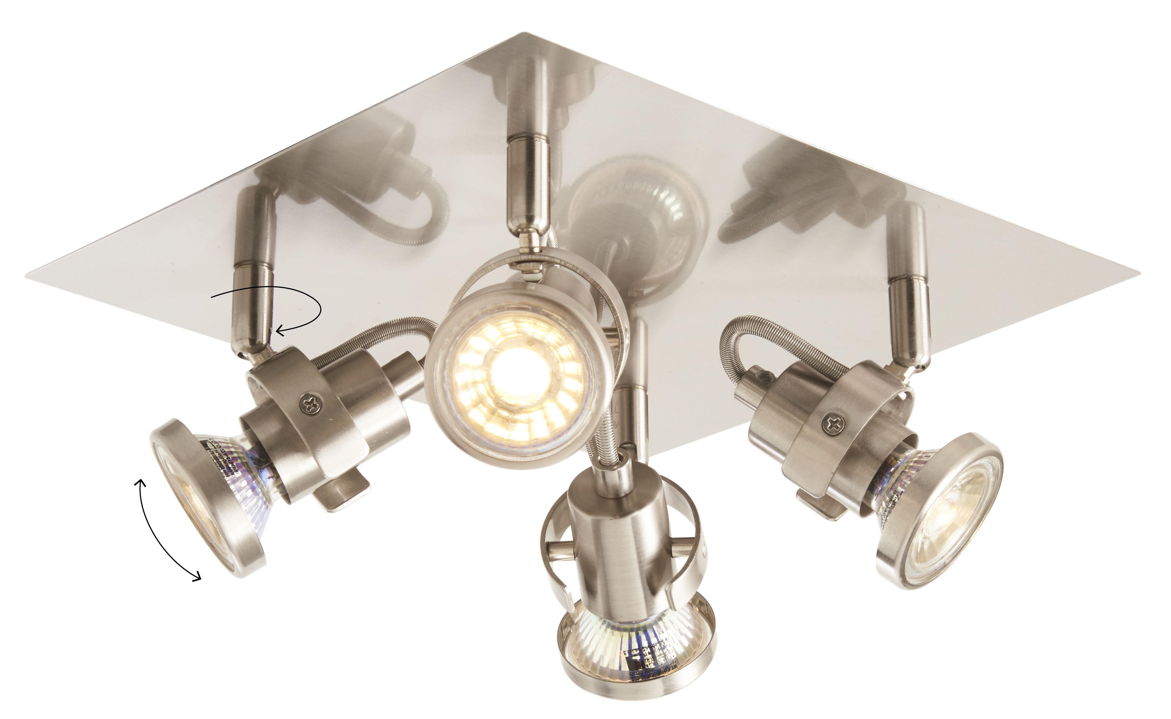 Arachne Plate Satin Silver Chrome effect 4 Light Spotlight