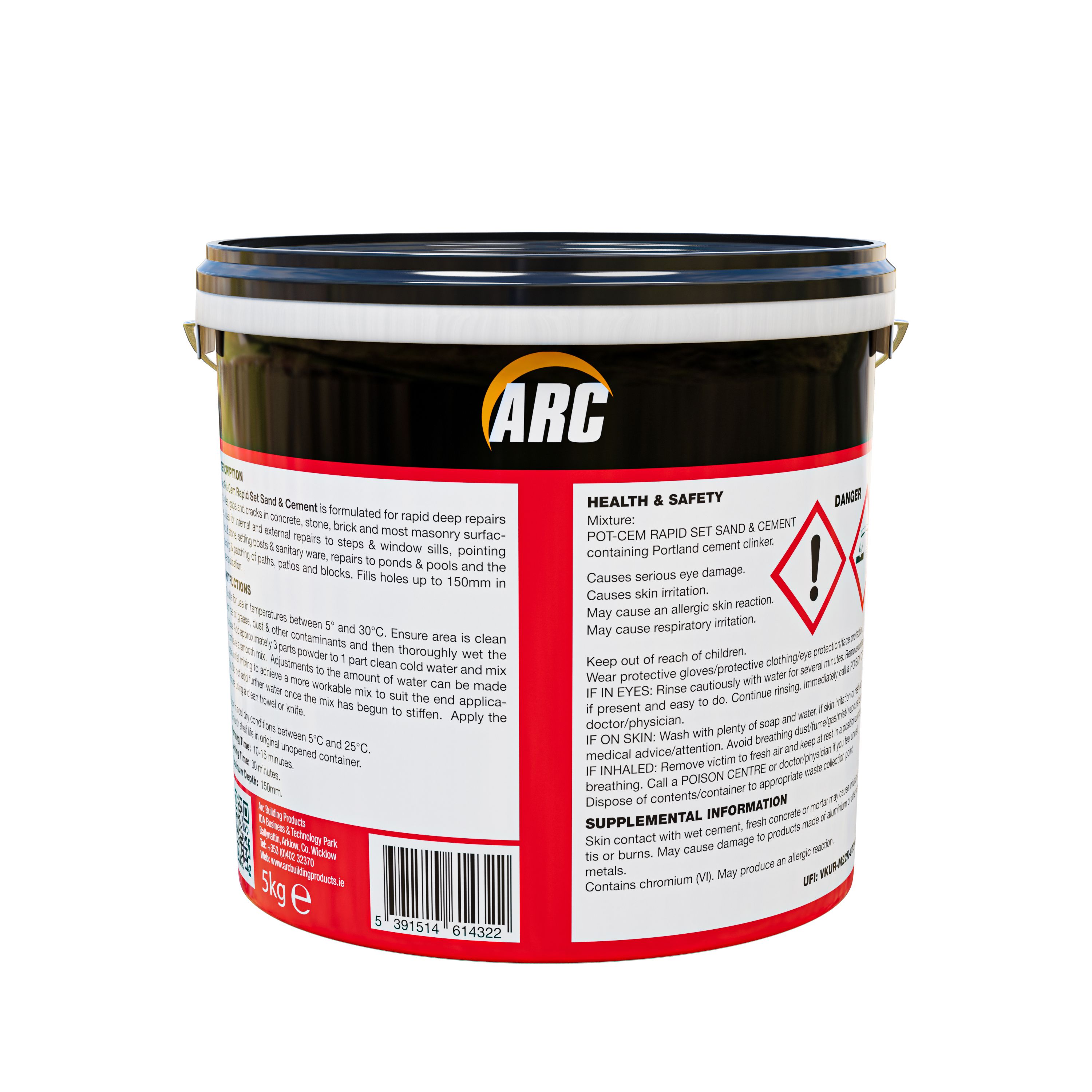 Arc Pot-Cem Grey Cement, 5kg Tub