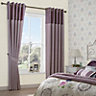 Arcadia Clematis Velvet header Lined Eyelet Curtains (W)167cm (L)183cm, Pair