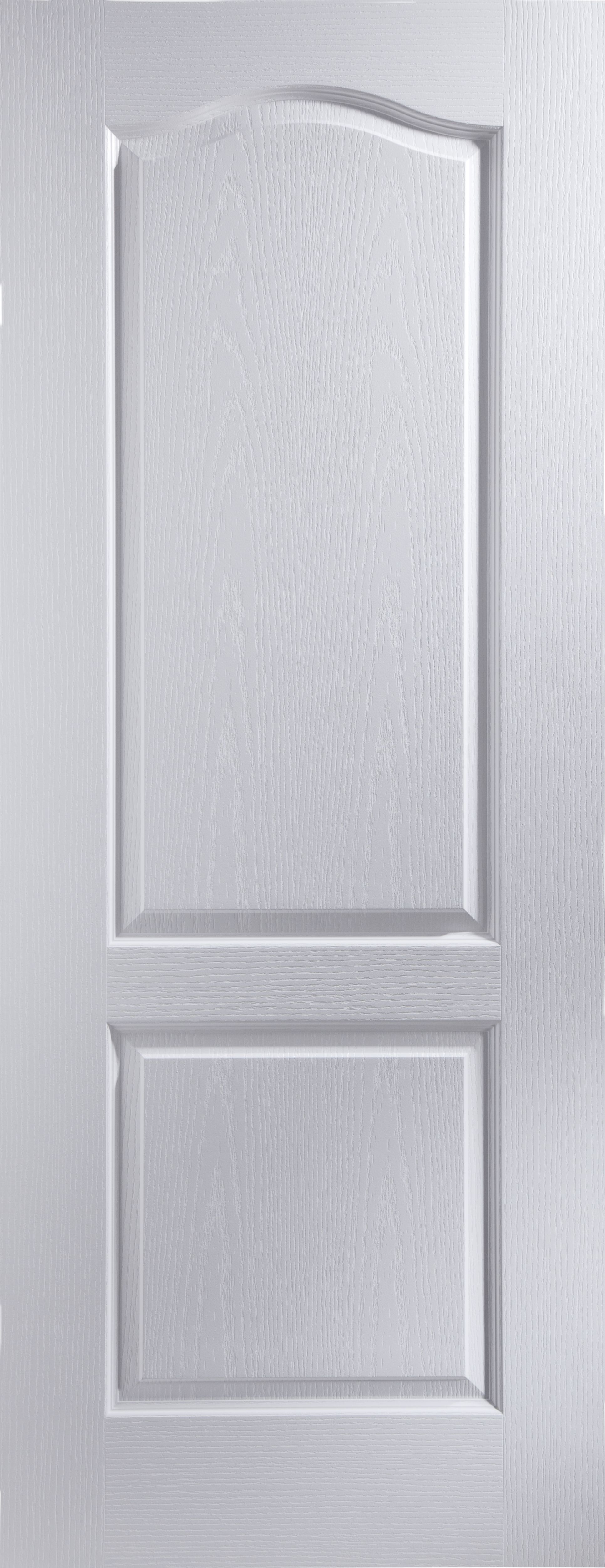 Arch painted 2 panel Unglazed Arched White Woodgrain effect Internal Door, (H)1981mm (W)610mm (T)35mm