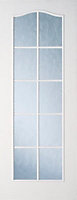 Arched 10 Lite Patterned Glazed White Internal Door, (H)2040mm (W)726mm (T)40mm