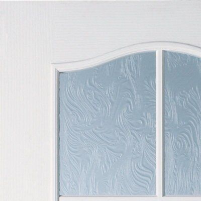 Arched 2 panel Patterned Glazed White Internal Door, (H)2040mm (W)826mm (T)40mm