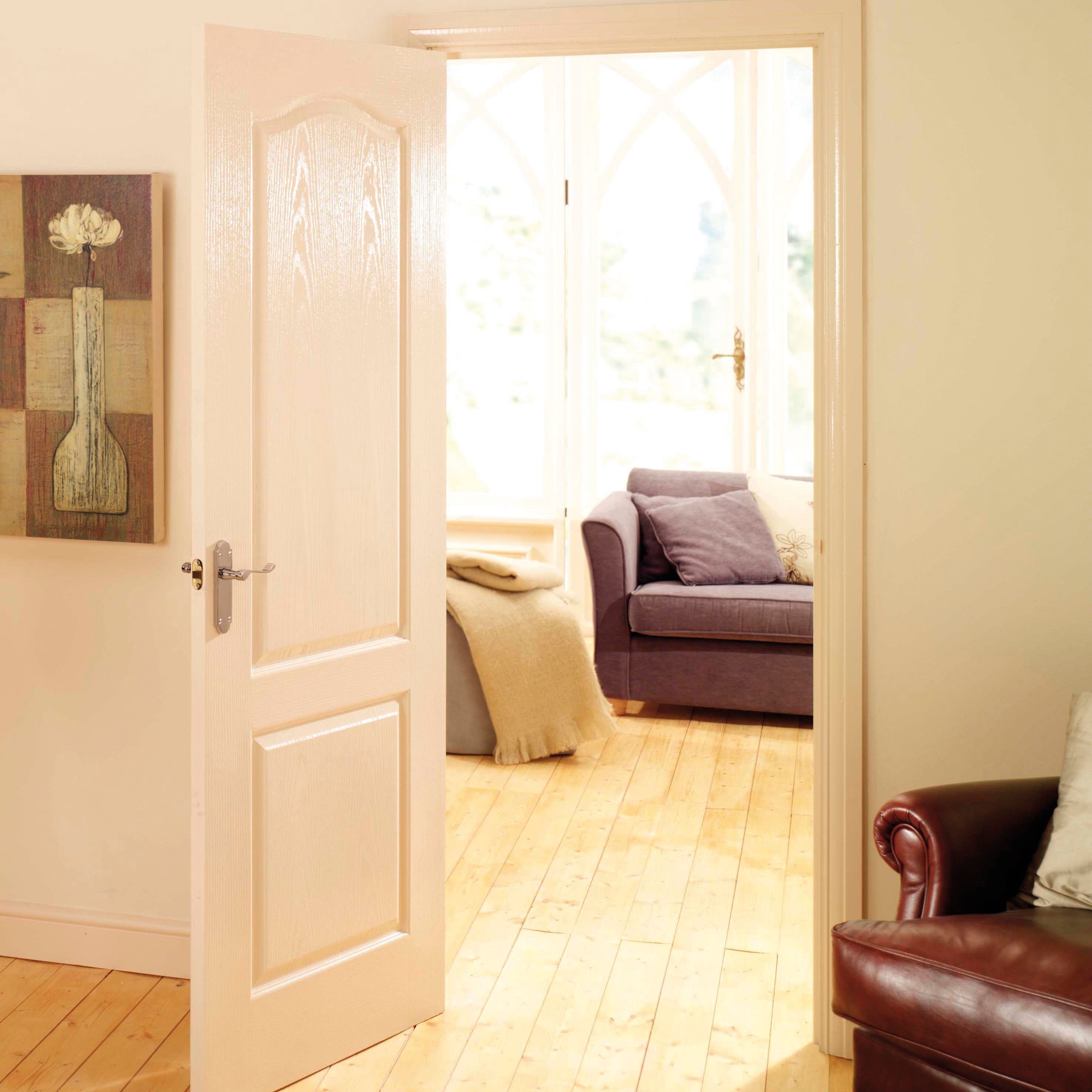 Arched 2 panel Unglazed Arched White Woodgrain effect Internal Door, (H)2040mm (W)726mm (T)40mm