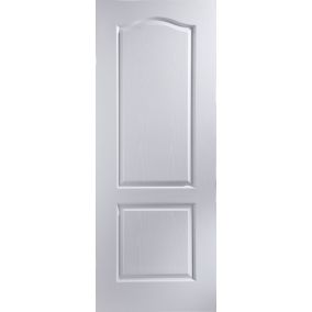 Arched 2 panel Unglazed Arched White Woodgrain effect Internal Door, (H)2040mm (W)826mm (T)40mm