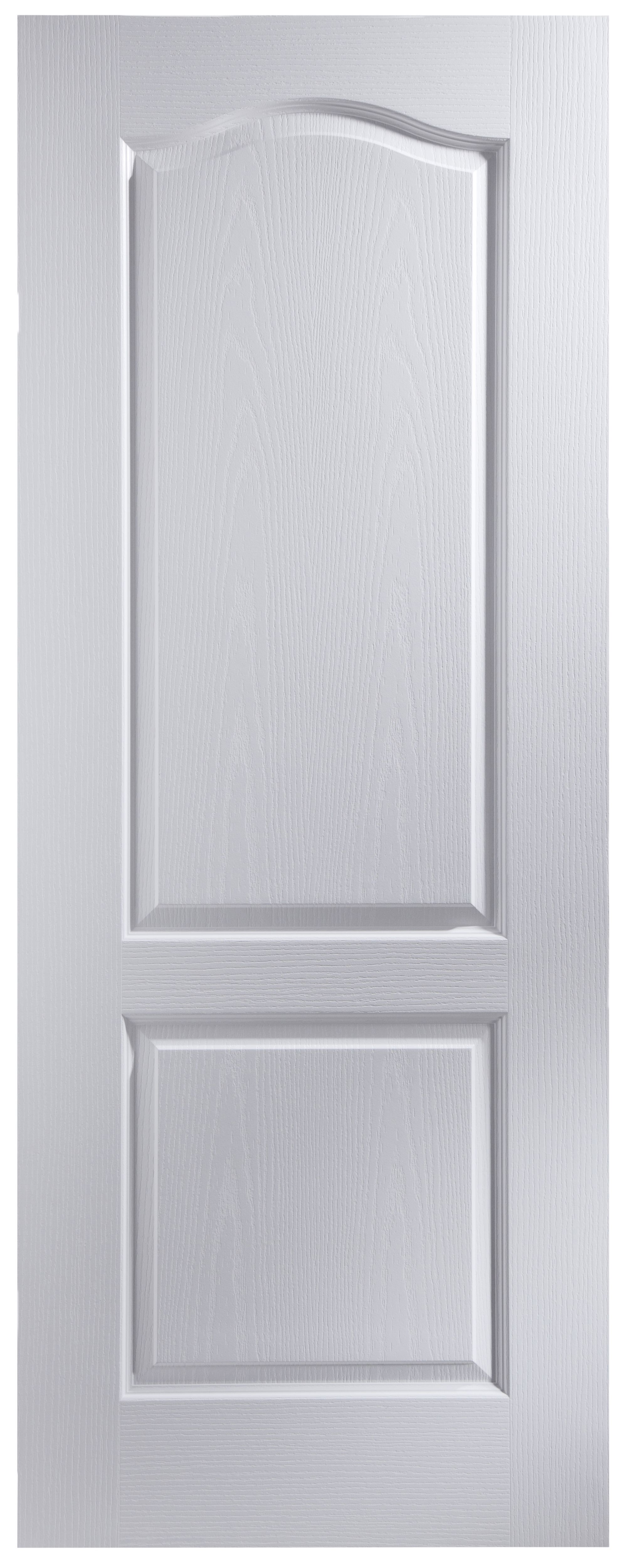 Arched 2 panel Unglazed Arched White Woodgrain effect Internal Fire door, (H)1981mm (W)686mm (T)35mm