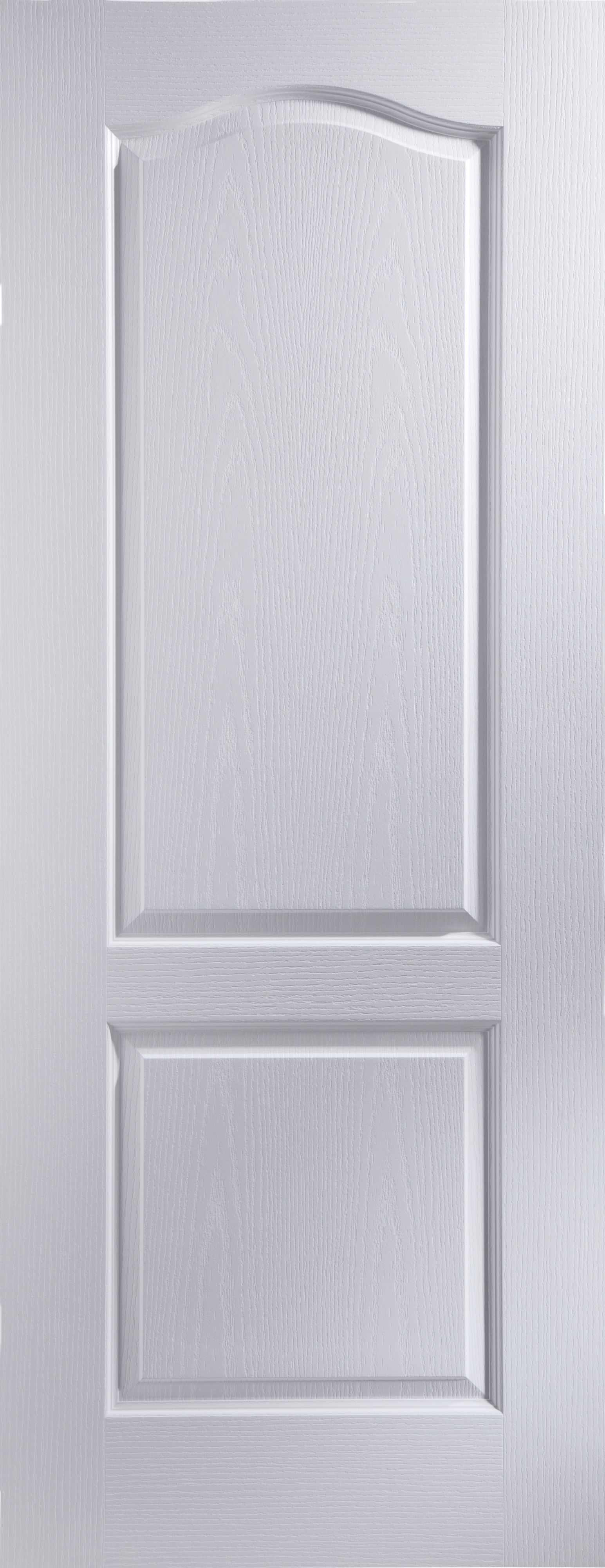Arched 2 panel Unglazed Contemporary White Woodgrain effect Internal Door, (H)1981mm (W)762mm (T)35mm