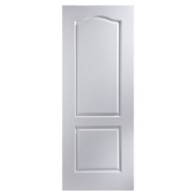 Arched 2 panel Unglazed White Woodgrain effect Internal Fire door, (H)1981mm (W)838mm (T)35mm