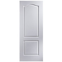 Arched 2 panel Unglazed White Woodgrain effect Internal Fire door, (H)1981mm (W)838mm (T)44mm