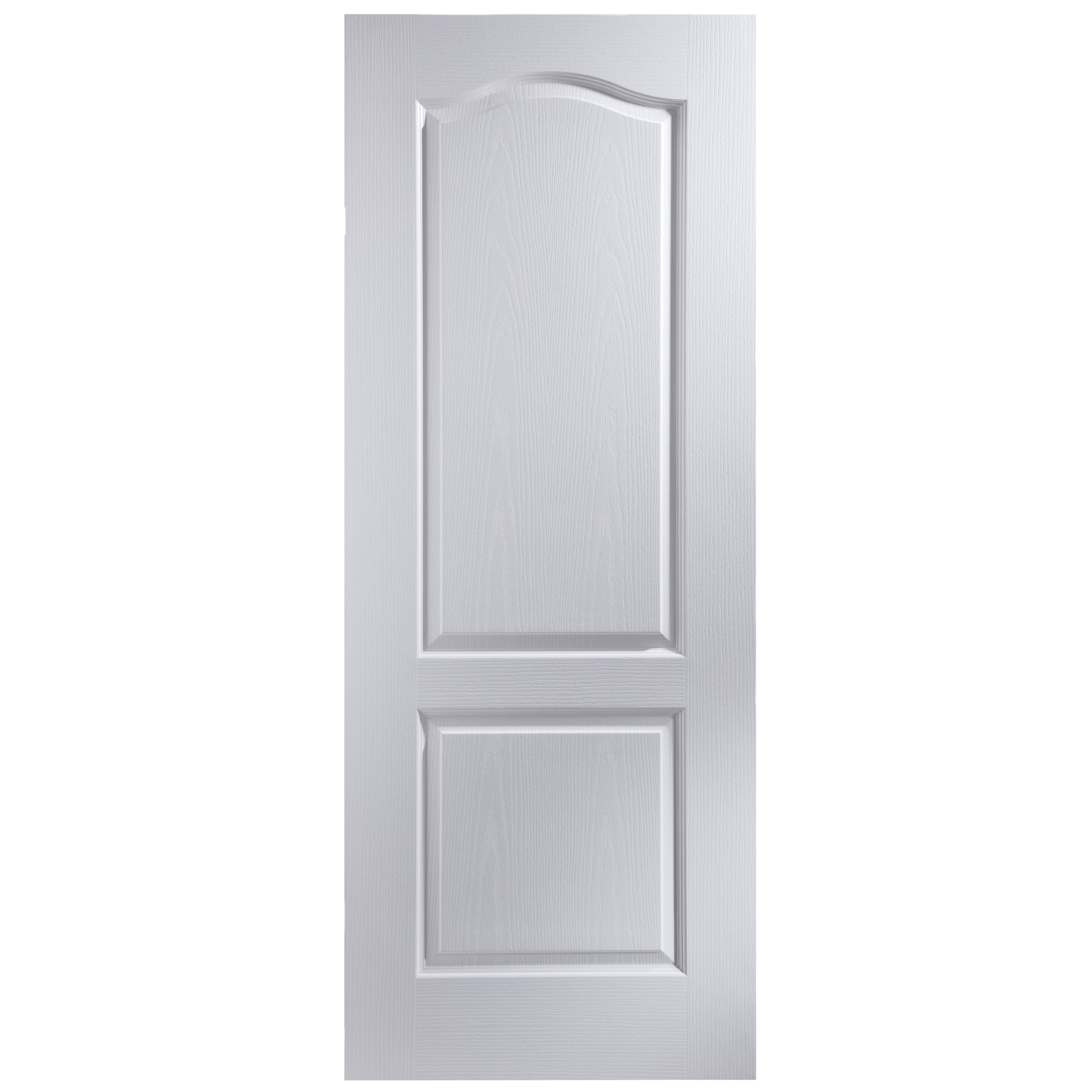 Arched 2 panel Unglazed White Woodgrain effect Internal Fire door, (H)1981mm (W)838mm (T)44mm