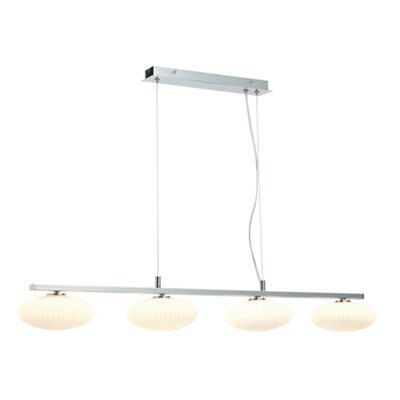 Arctic Pendant Glass & steel Cream Chrome effect 4 Lamp Ceiling light