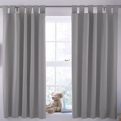 Ardella Grey Plain Blackout Tab top Curtains (W)168cm (L)137cm, Pair