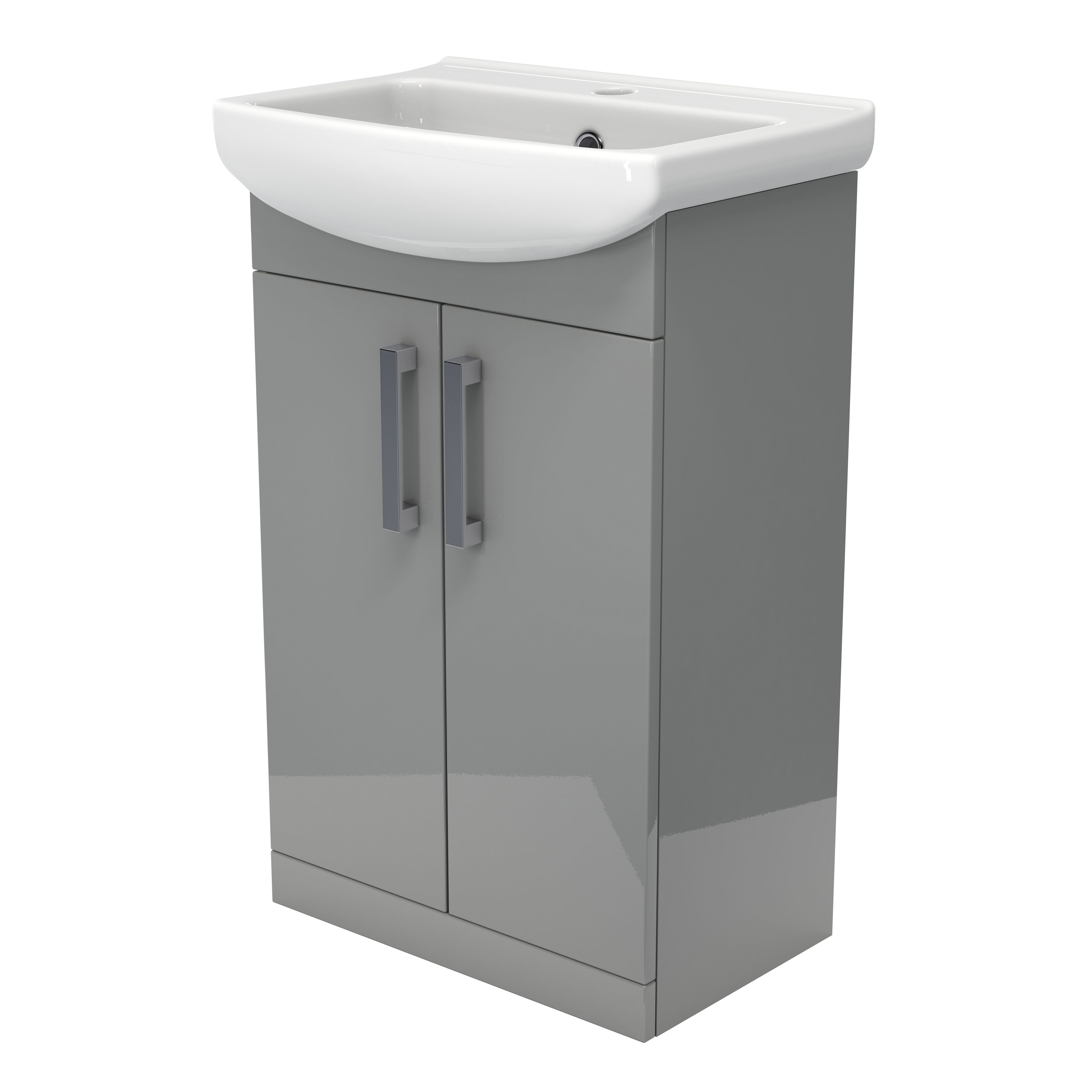 Ardenno Gloss Grey Vanity unit & basin set (W)550mm (H)880mm DIY at B&Q