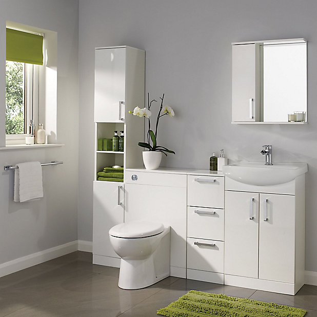 Ardenno Gloss White Vanity Unit Basin, Toilet And Vanity Unit Set