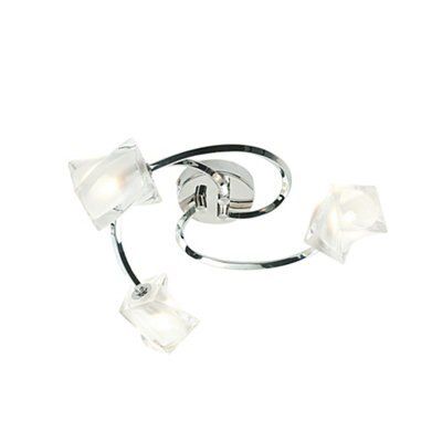 Areto Brushed Glass & steel clear Chrome effect 3 Lamp Ceiling light