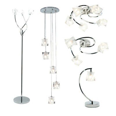 Areto Brushed Glass & steel clear Chrome effect 3 Lamp Ceiling light