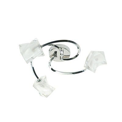 Areto Brushed Glass & steel clear Chrome effect 3 Lamp Ceiling light