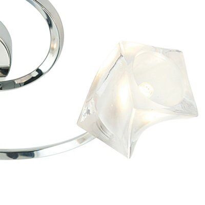 Areto Brushed Glass & steel clear Chrome effect 3 Lamp Ceiling light