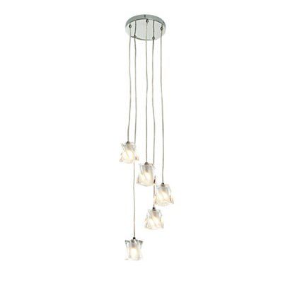 Areto Glass & steel Chrome effect 5 Lamp Ceiling light