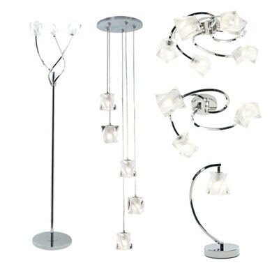 Areto Glass & steel Chrome effect 5 Lamp Ceiling light