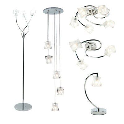 Areto Matt Cream Chrome effect Halogen Table lamp