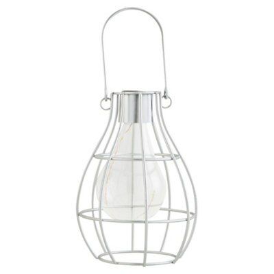 Argent Glass & metal Silver effect Solar-powered Outdoor LED Hanging lantern