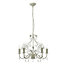 Arielle Pendant Satin Ivory Antique brass effect 5 Lamp Ceiling light