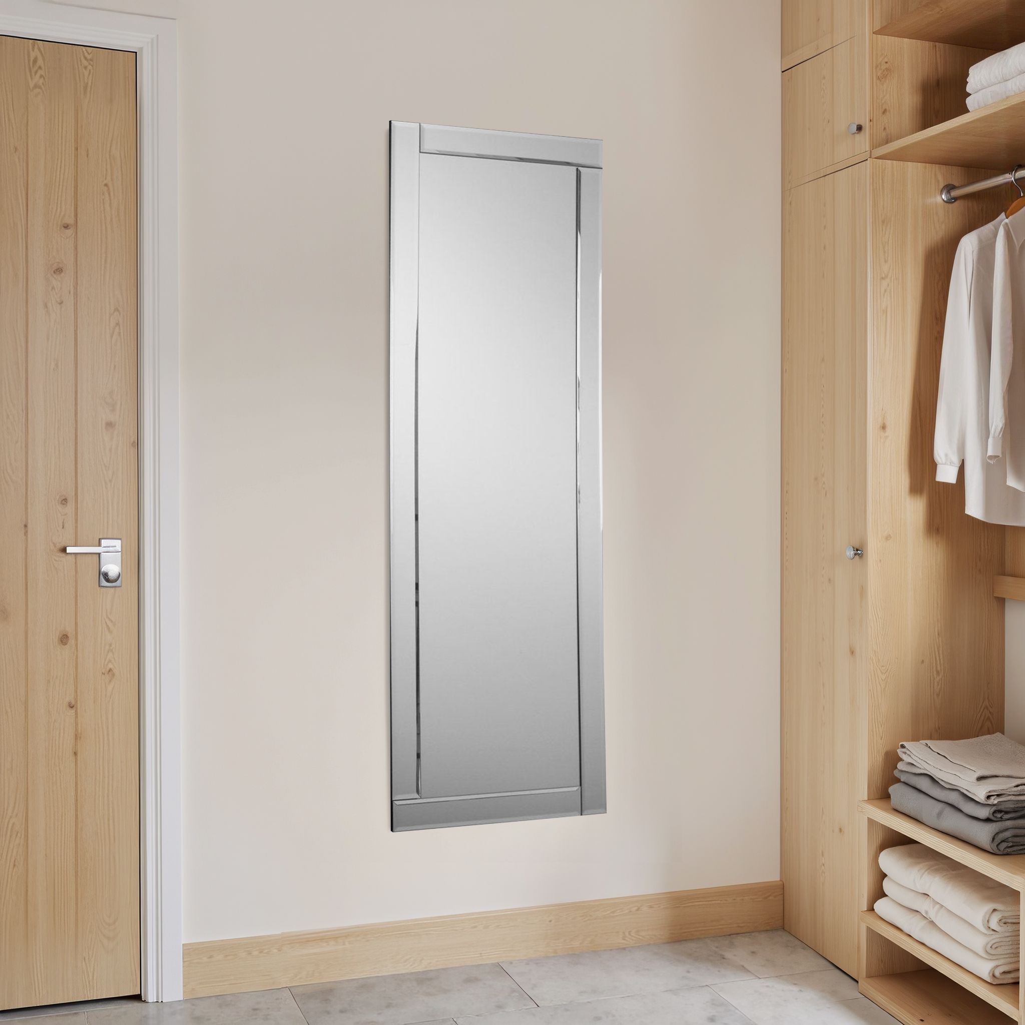 Aripa Clear Rectangular Art deco style Frameless Mirror (H)117cm (W)40cm