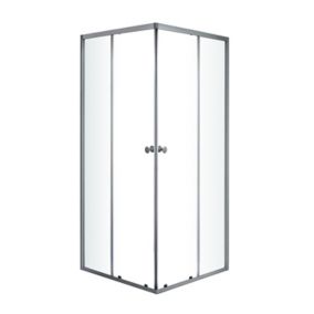 ARKELL Clear glass Silver effect Square Shower enclosure - Corner entry double sliding door (W)80cm (D)80cm