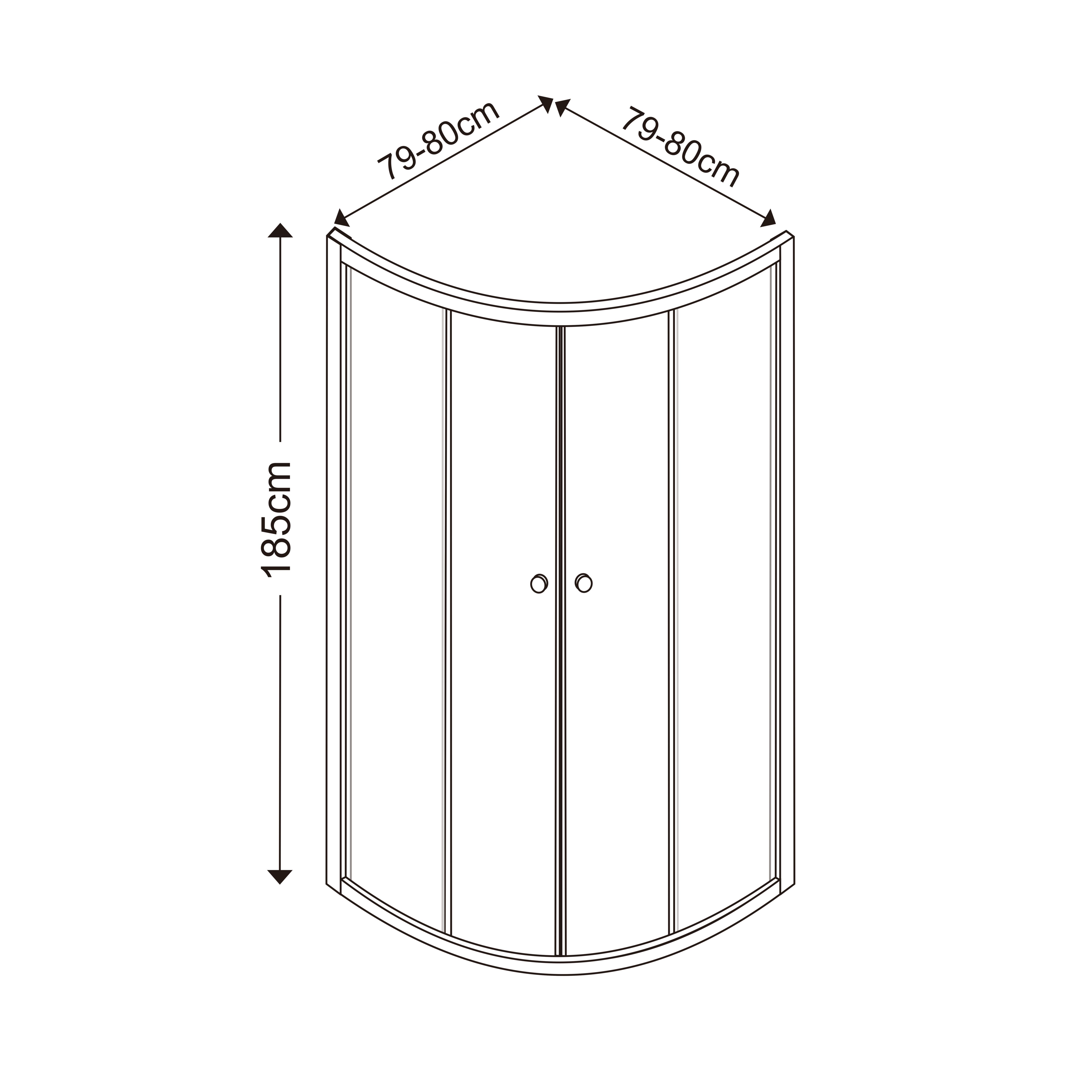 Arkell Framed Clear glass Silver effect Quadrant Shower enclosure - Corner entry double sliding door (W)80cm (D)80cm