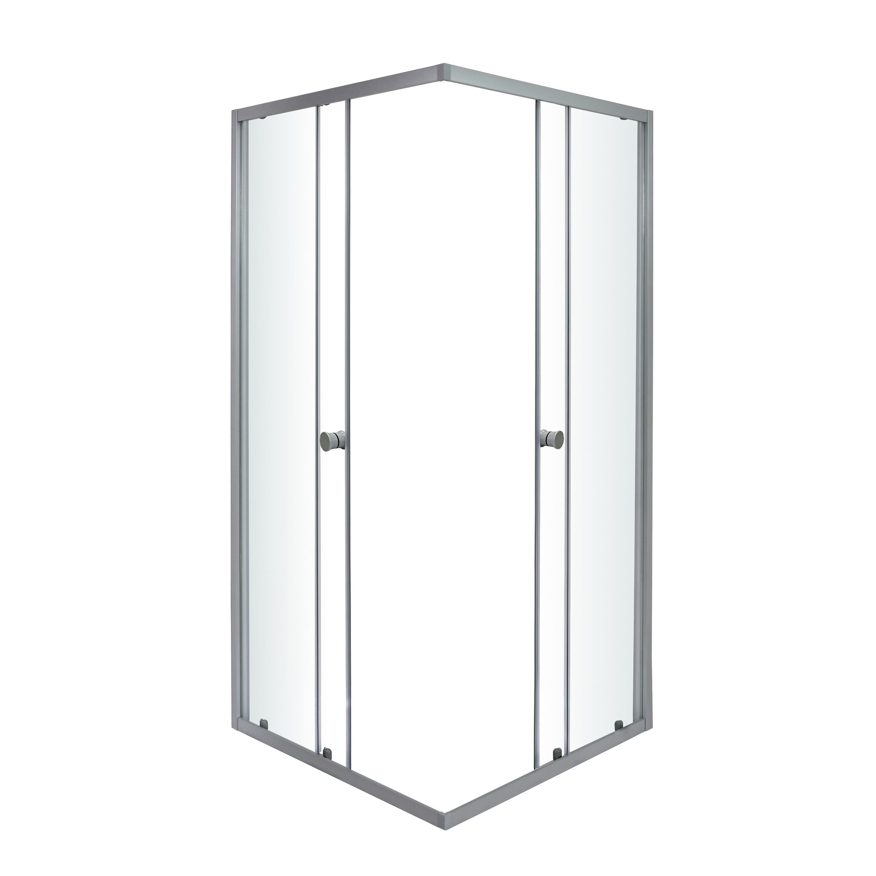 Arkell Framed Clear glass Silver effect Square Shower enclosure - Corner entry double sliding door (W)80cm (D)80cm