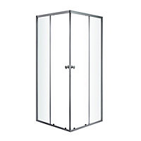 Arkell Framed Clear glass Silver effect Square Shower enclosure - Corner entry double sliding door (W)80cm (D)80cm