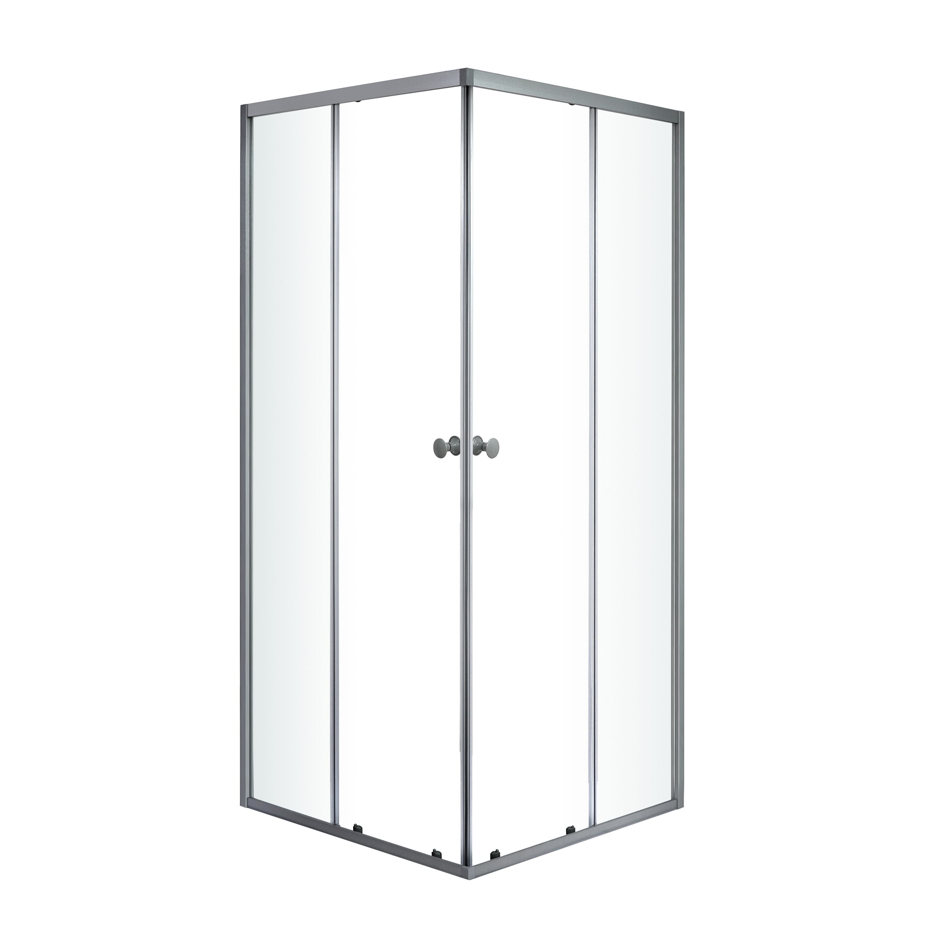 Arkell Framed Clear glass Silver effect Square Shower enclosure - Corner entry double sliding door (W)80cm (D)80cm