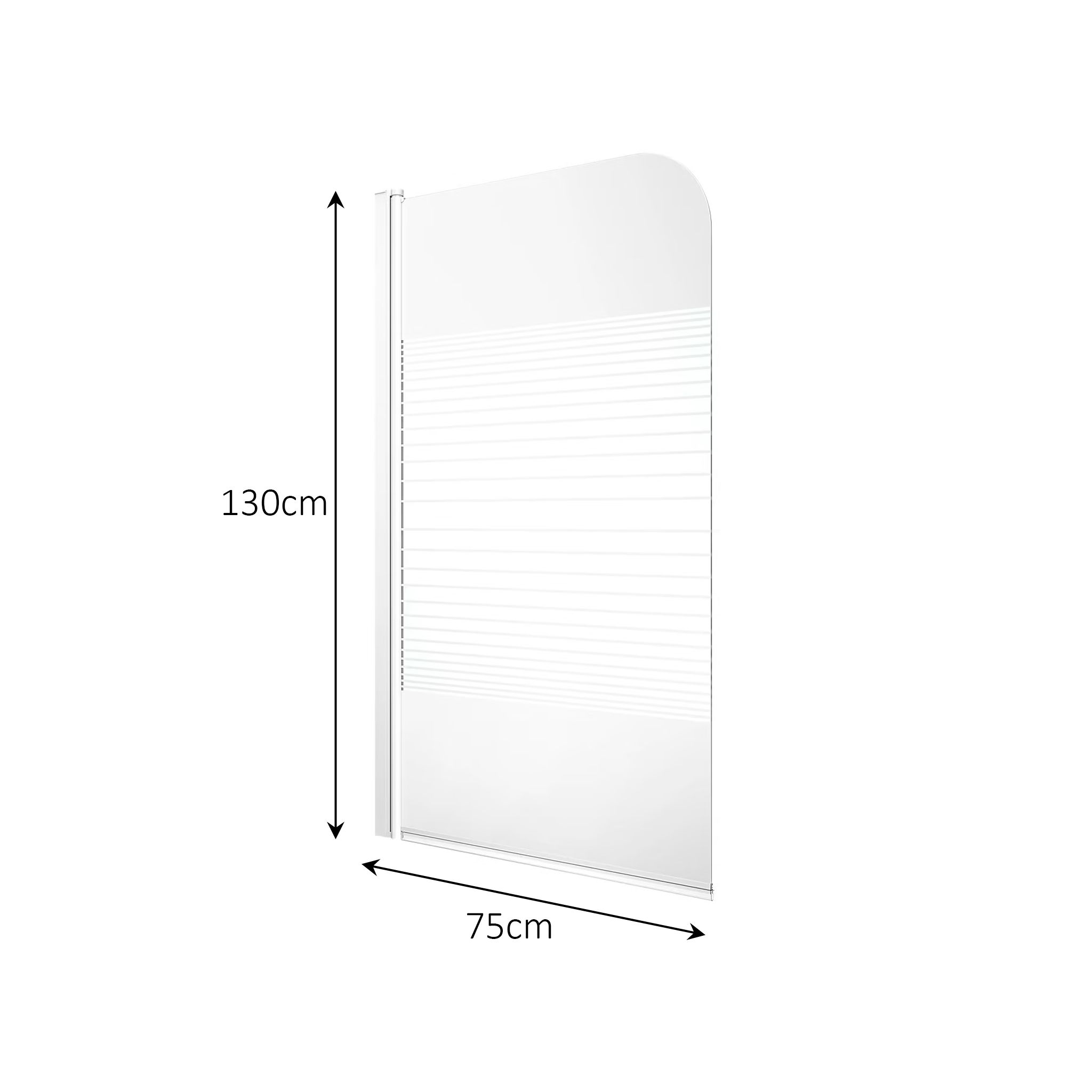 Arkell Straight Serigraph Frosted glass White Bath screen (W) 750mm (H) 1300mm