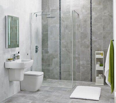 Arlington marble Silver Matt High definition Stone effect Ceramic Wall & floor Tile Sample