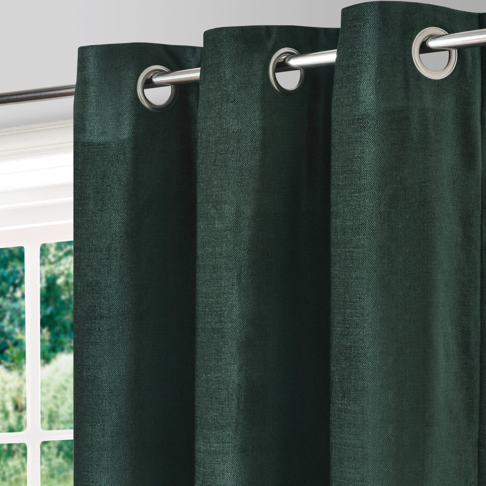Arntzen Dark green Plain woven Lined Eyelet Curtain (W)167cm (L)228cm, Pair